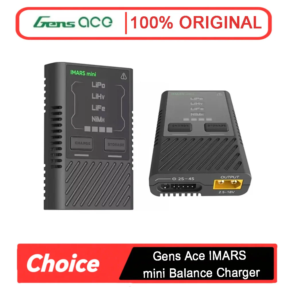 

Gens Ace IMARS mini 2-4S G-TECH Smart Charger - LiPo/LiHv/LiFe/NiMH Balance Discharger w/ QC PD USB-C for FPV Drones