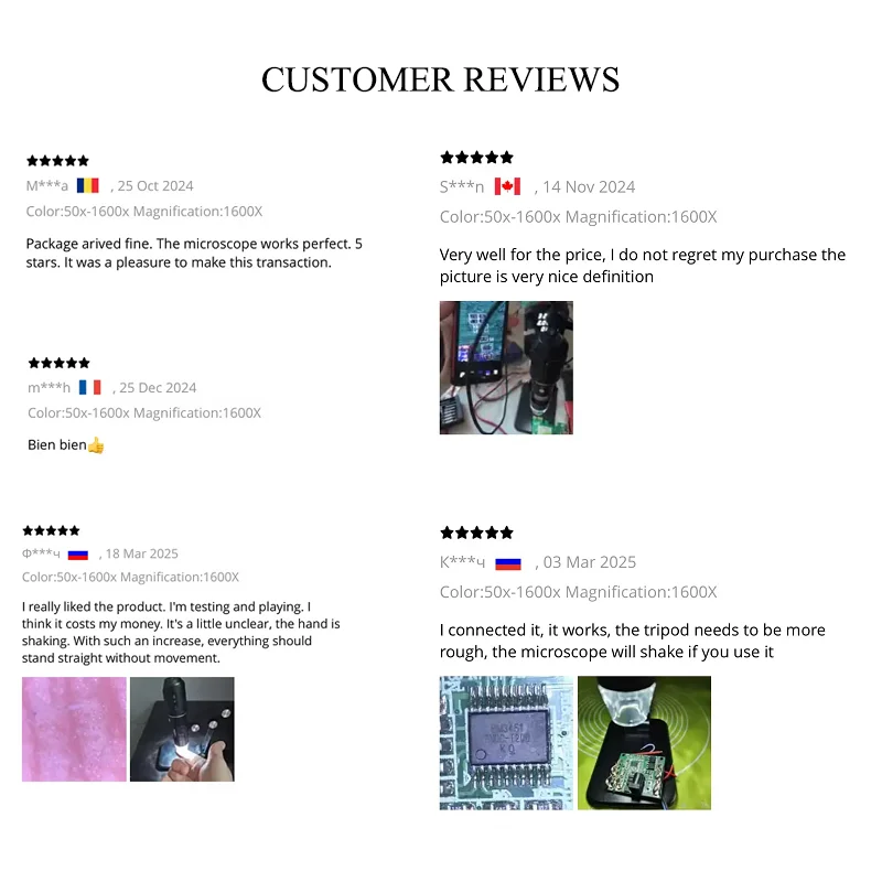 Wifi Digital Microscope 50X-1600X HD Electronic Microscopes For Mobile Repair Adjustable Stand 8LED Compatible with Android/iOS