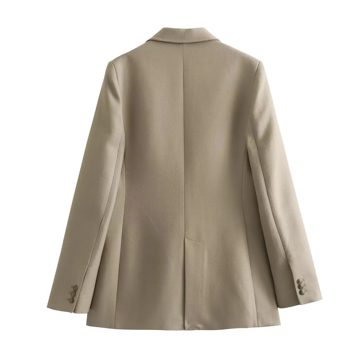 Maxdutti-Chaqueta minimalista de estilo nórdico para mujer, chaqueta informal de color caqui, traje elegante y a la moda, Tops Vintage