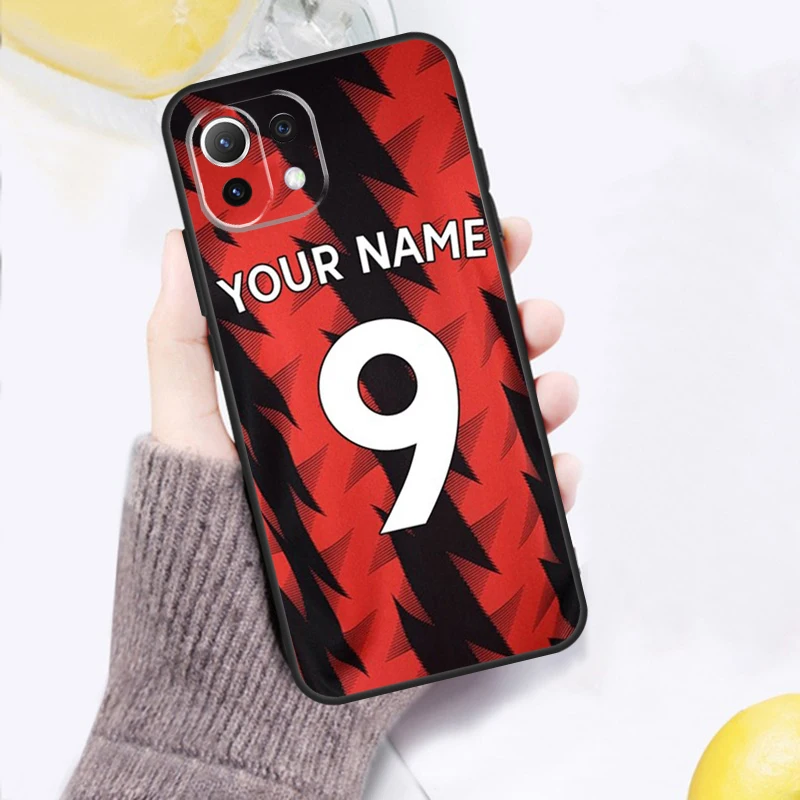 Custodia personalizzata per numero di nome di calcio per POCO F5 Pro F3 F4 X4 GT M5s M4 X3 X5 Pro Cover per Xiaomi 11T 12T Pro 12X13 Lite