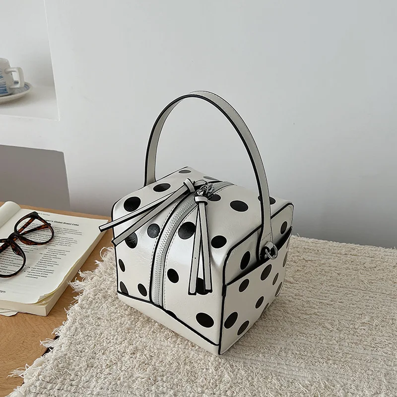 

Женская сумка-ведро в горошек из искусственной кожи с верхней ручкой и регулируемым ремнем, сумка через плечо для женщин