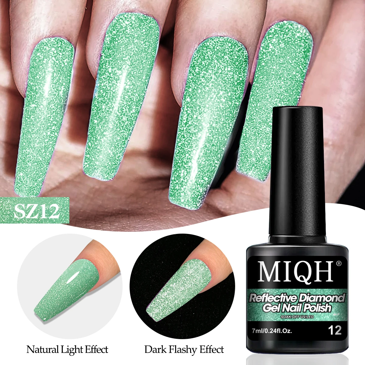 MIQH 7ml Autumn/Winter Trendy Dreamy Glitter Rhinestone Gel Nail Polish. Single tube for a rhinestone effect, perfect for na