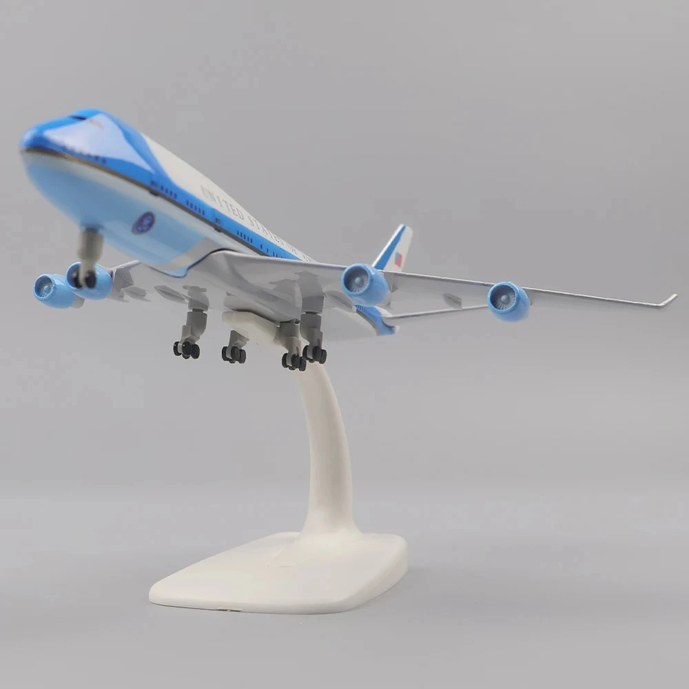 20cm  Airplane for Air Force One Airlines 747 Metal Scale Aircraft with Stand Landing Geer Base Authentic Collectible Gift