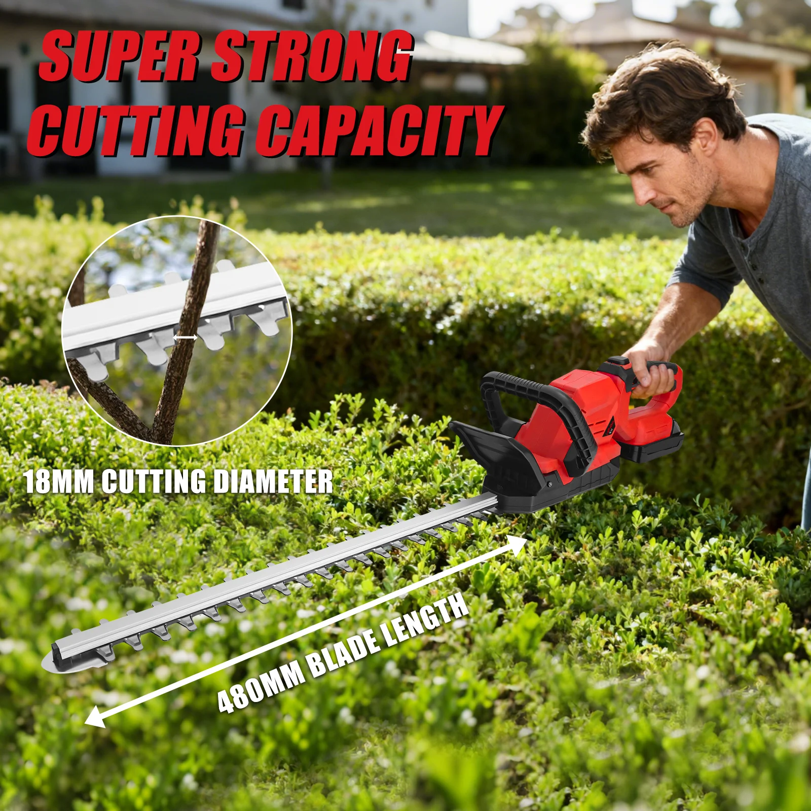 

Cordless Hedge Trimmer 3000RPM Brushless Electric Bush Trimmer Lawn Mower Hedge Pruner Garden Tools For Milwaukee 18V Battery