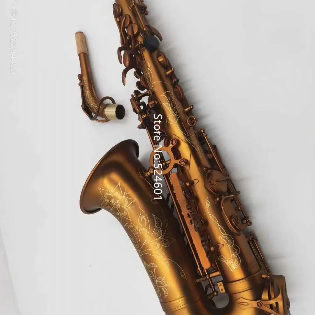 Alto Eb Tune E Flat Saxophone Lacquer Gold Antique Copper High-Quality Musical Instrument with Case