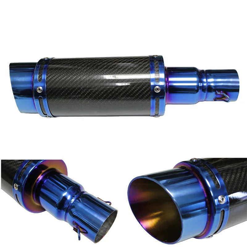 51 مللي متر العالمي مدفع على شكل دراجة نارية تعديل العادم الأنابيب الفولاذ المقاوم للصدأ ألياف الكربون مناسبة لياماها R3 R1 R6 Duke390 #4