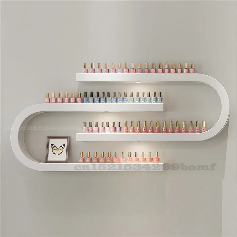 Luxury and simple U-shaped Nail Rack Nail Shop Wall Metal Storage Rack Nail Polish Cosmetics Display Wall Shelf Decoration