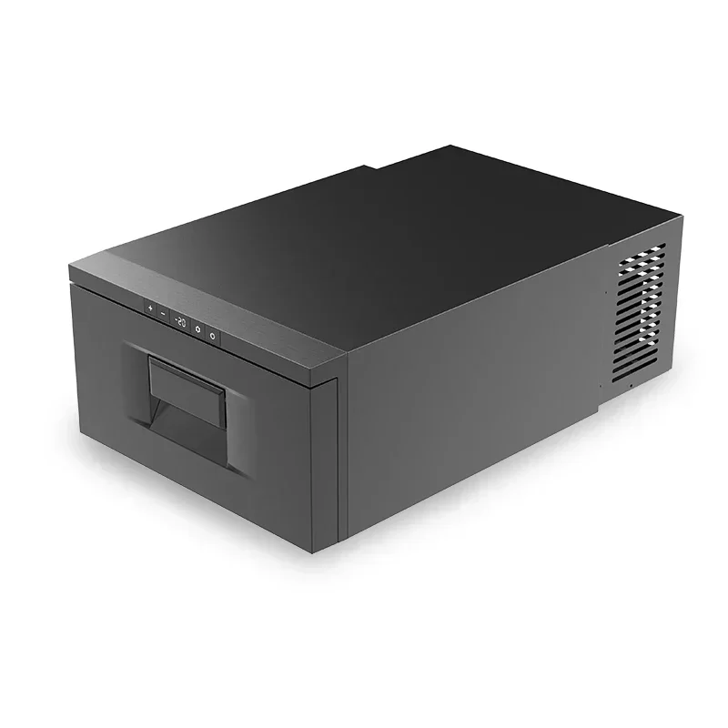 12 and 24 Volts DC 31 Quart Built In Drawer Refrigerator Black for Car RV Truck Outdoor With Drawers