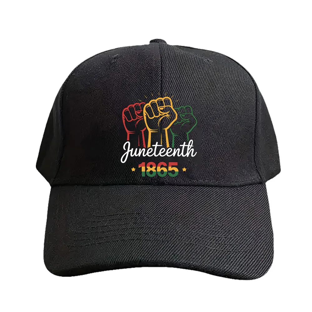 Casquette de baseball réglable imprimée, style décontracté, pour adulte, motif poing d'unité afro-américaine Juneteenth 1865, idéale pour l'été