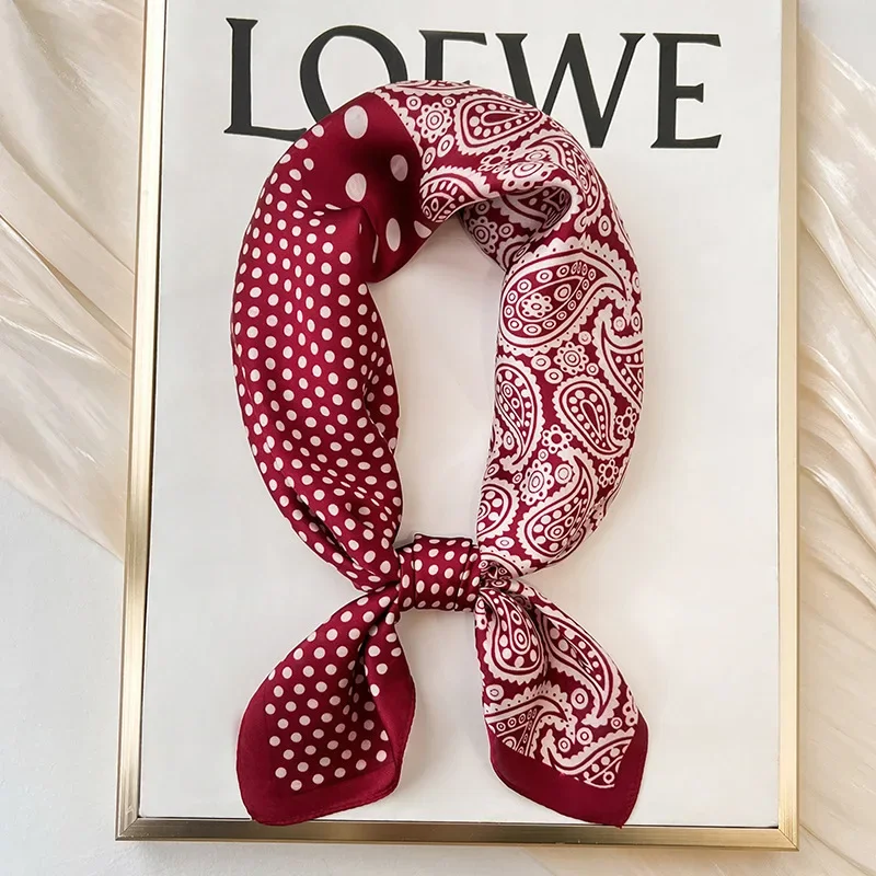 New Silk Scarf Neckerchief Women's Silk Square Scarf Purse Luxury Scarf for Women Designer Silk Headscarf SJ01 image 2