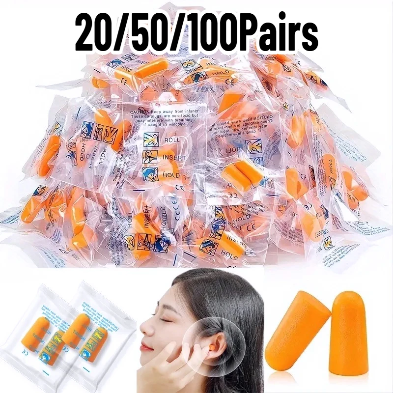 20/50/100Pairs Separately Packaged Noise Reduction Protection Sound Insulation Ear Plugs For Sleep Study Travel Ear Plugs