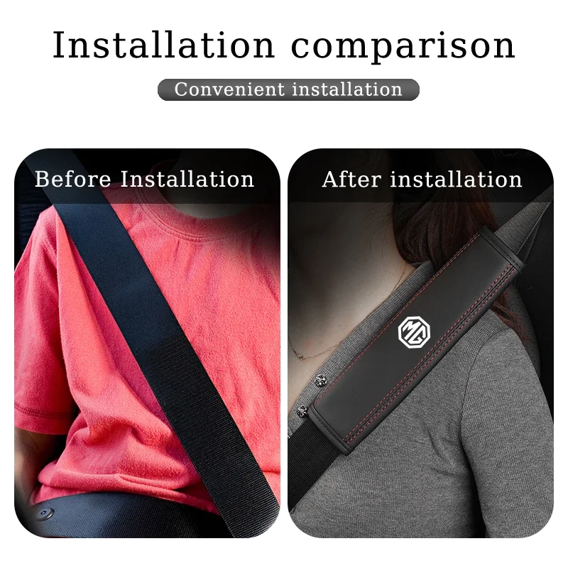 PU Leather Car Seat Belt Shoulder Pad Cover Safety Strap Cushion Protector For MG ZS HS MG3 MG4 EV MG5 MG6 MG7 Cyberster GT 6