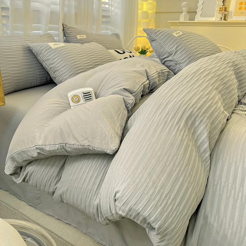 

Супермягкий комплект постельного белья, однотонное постельное белье, простой стильный пододеяльник с простыней для дома, комплекты постельного белья, housse de couette