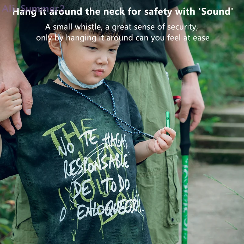 Aluminum Alloy Double Pipe Keychain Whistle, 1PC, High Decibel, Comes With Rope For Adventure Activities, Available in 5 Colors