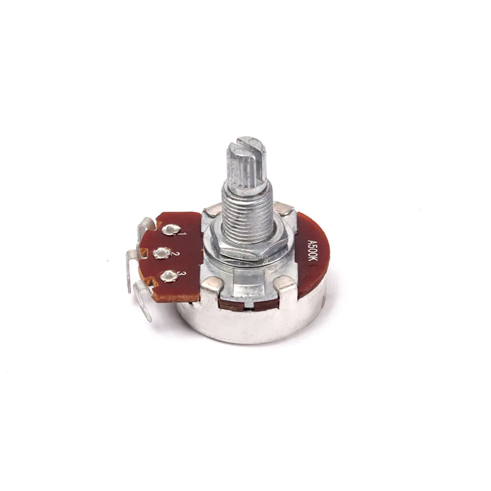A500k Mini Audio Potentiometer Long Curved Knurled Split Shaft Guitar Volume Potentiometer Replacement Part Audio-Potentiometers