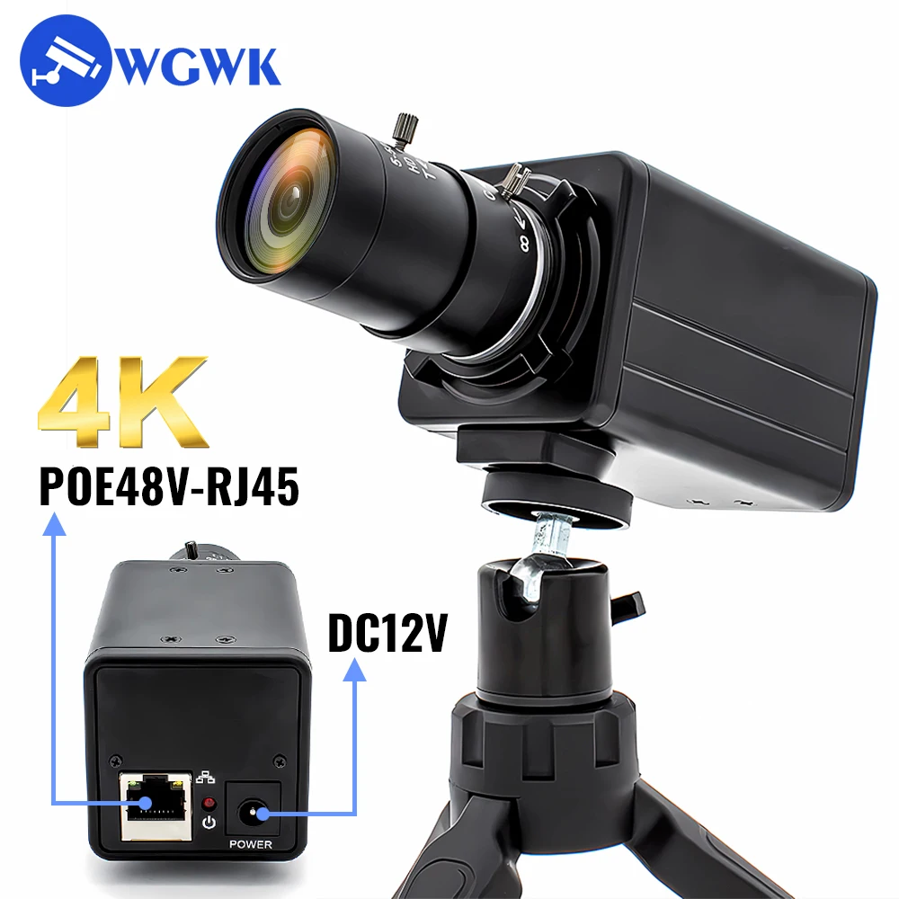 

WGWK 4K IP Camera 30FPS POE48V Fixed Focus Zoom Lens Options Industrial Metal Box Inspection Security Webcam Video Surveillance