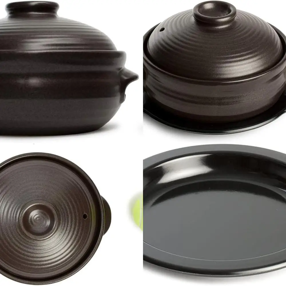 

Large Premium Ceramic Sizzling Stone Bowl with Lid for Hot Pot, Bibimbap, and Soup