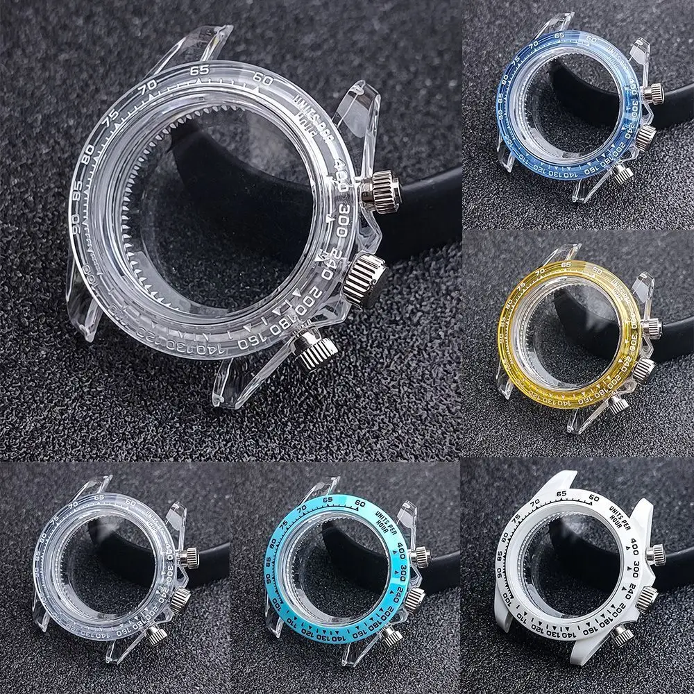 

Watch accessories modified transparent 39.3 case adapted to quartz VK63 movement