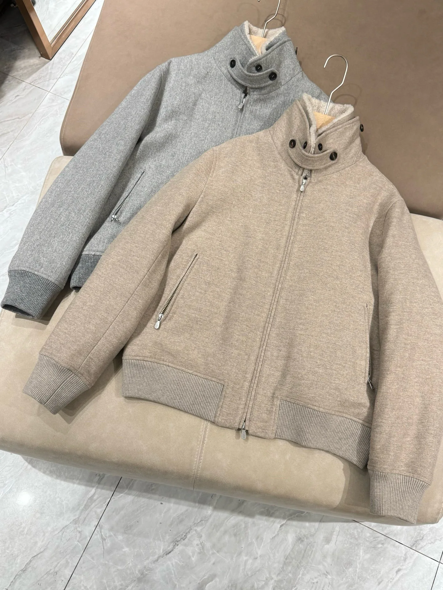 

25. Осень и зима новая мужская кашемировая куртка со съемным шерстяным воротником