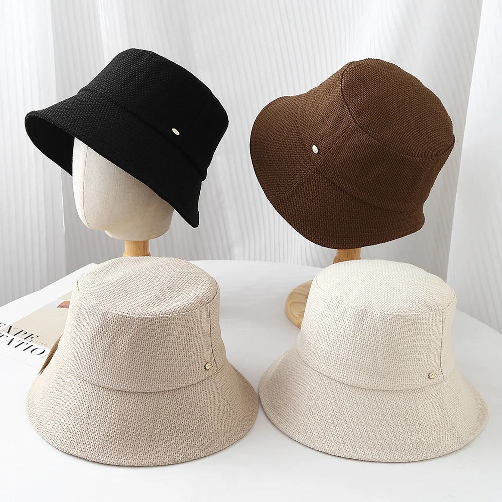 Women's Textured Bucket Hat Summer Casual Fashion Hat Lightweight Breathable Sun Hat Elegant Outdoor Travel Cap for Women