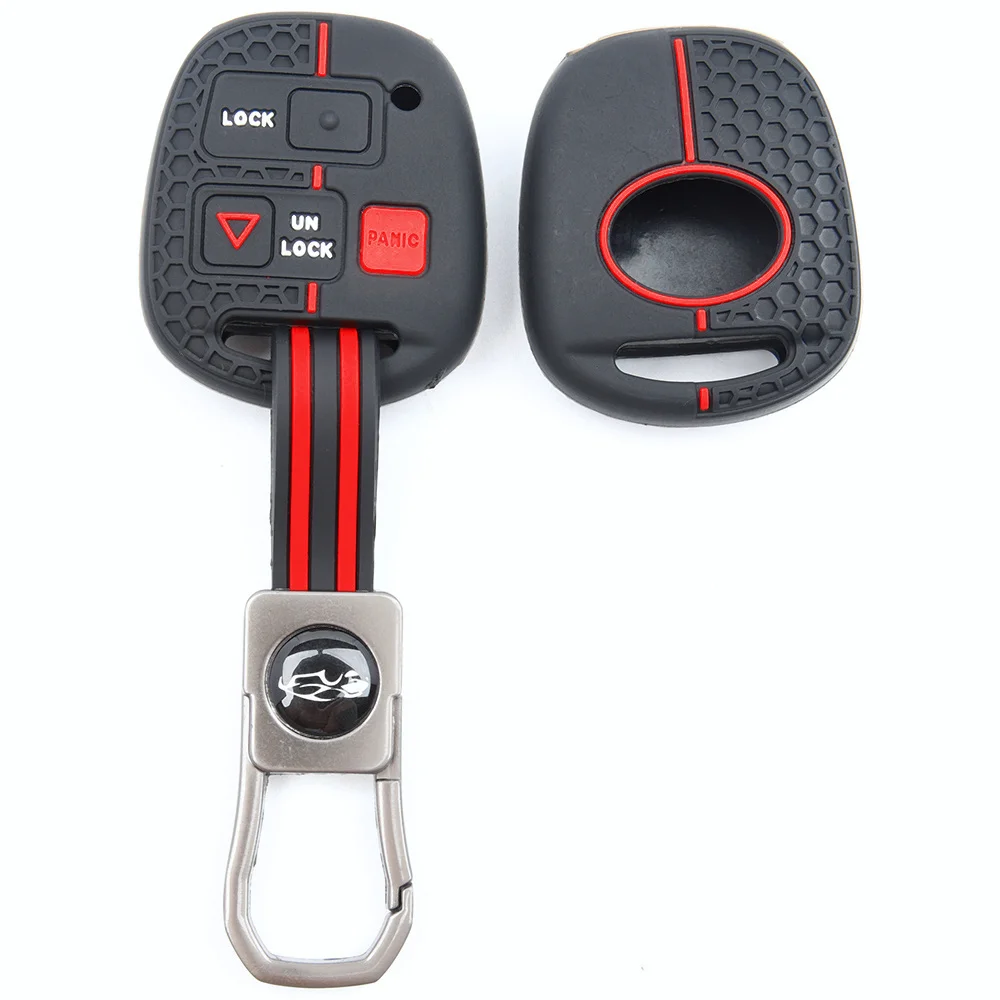 For Toyota FJ Cruiser Land Cruiser Prado 4Runner Silicone Remote Fob Holder Lanyard Key Ring Button Access Protection