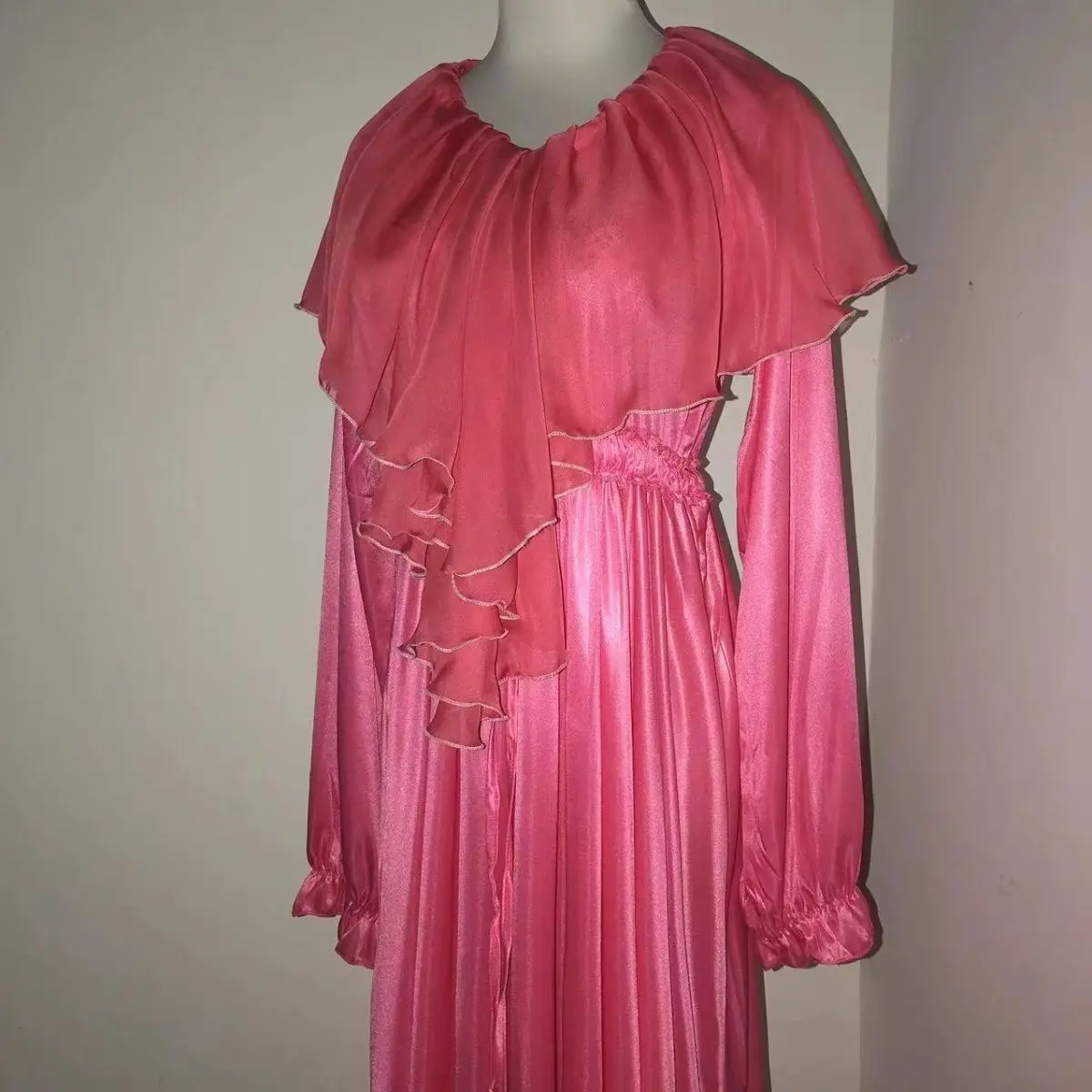 Vestido largo de satén de malla brillante para mujer, pijama suelto, vestido largo, jersey, vestidos elegantes, ropa para dormir