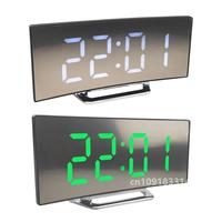 Mirror LED Digital Clock LED Large Curved Screen Clock Multifunctional Electronic Alarm Clock Temperature Display For Bedroom