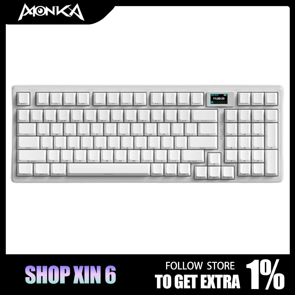 Monka 3098 98% Mechanical Keyboard Tri Mode Bluetooth Wireless Rgb Backlight Esports Gaming Customized Keyboard Pc Accessories