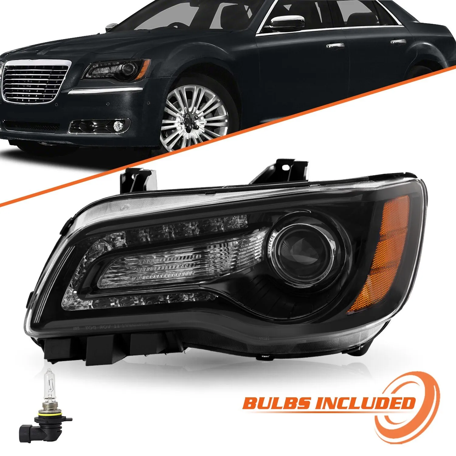

For 2011-2014 Chrysler 300 LED DRL Black Headlight Left Driver Side Headlamp