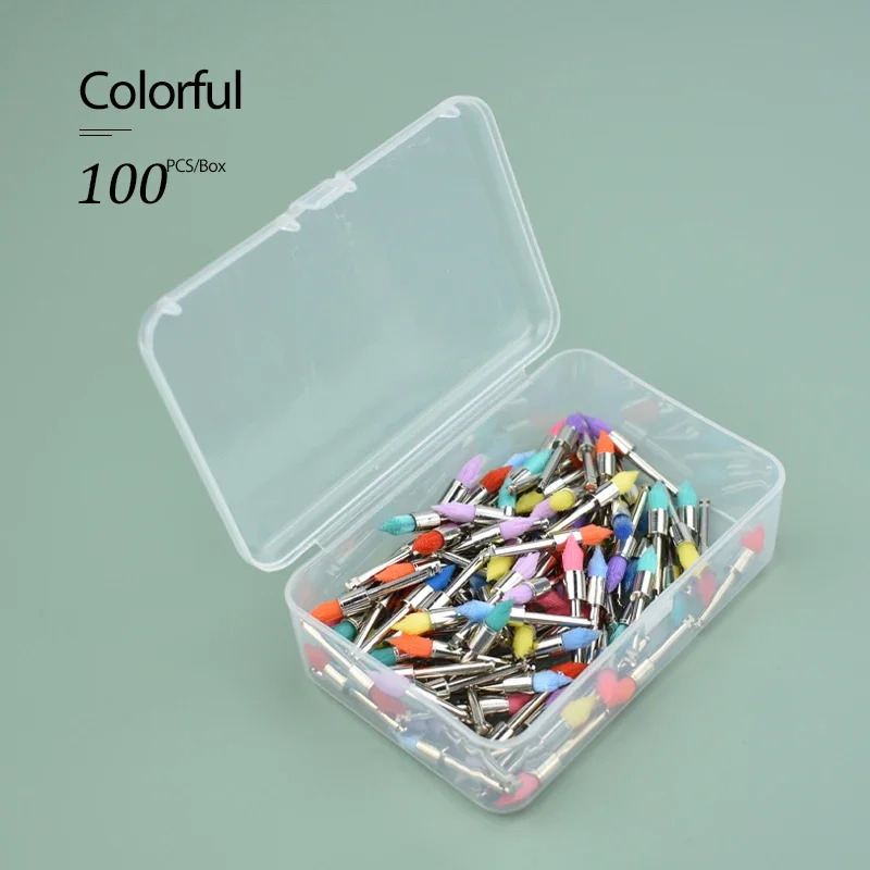 

100Pcs Dental Prophy Brushes Polisher Disposable Latch Type Mixed Color Used for Stain Removal and Polish
