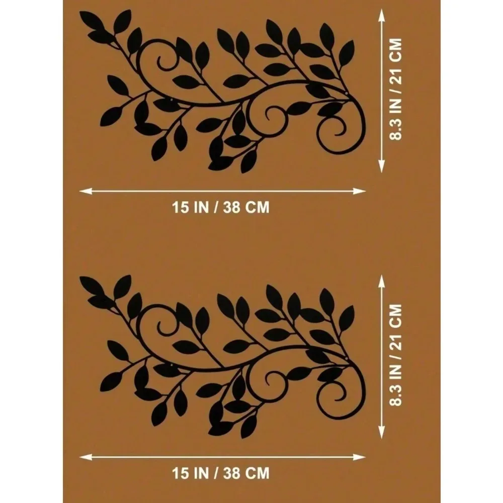 Botanical Home Brand 2-Pack Black Metal Leaf Wall Art, Farmhouse Boho Style, Vintage Plant Decor for Living Room, Housewarming G