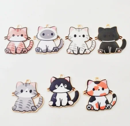 

Lot 10 PCS Cat Charm Earrings DIY Key chain Necklace Pendant Bracelet Jewelry Handmade Findings Gift