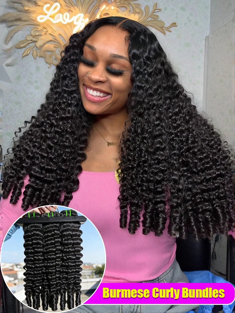 

Burmese Curly Human Hair Bundles Virgin Human Hair Deep Wave Raw Hair Weave Bundles Double Drawn Vietnamese Hair Extension