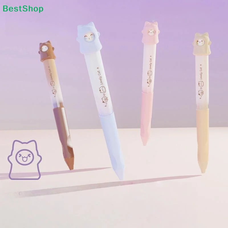 

❄ Гелевая ручка Kawaii Bear Cap – 1 шт., милая мультяшная ручка с медведем, выдвижная, 0,5 мм, черные чернила, для студентов