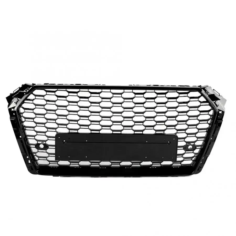 

For RS Style Front Bumper Mesh Hood Grill Glossy Black for Audi A4 S4 B9 2017 2018 2019 Car-styling Front Bumper Grille