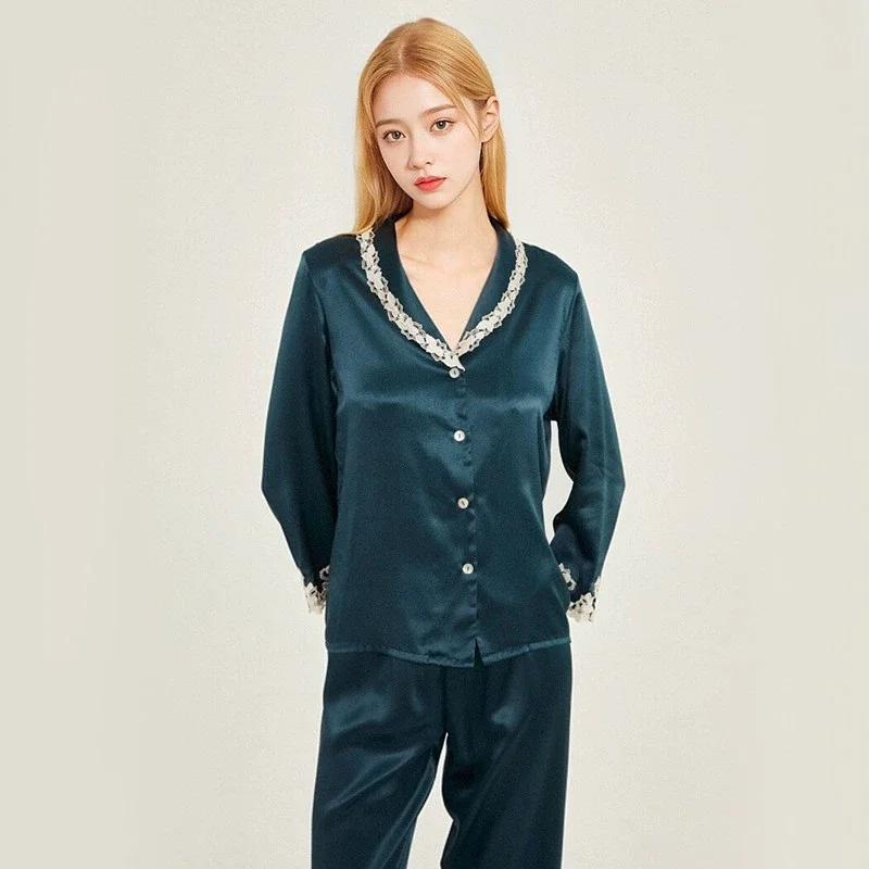 

Summer 19mm heavyweight silk pajamas two-piece set for women - 100% mulberry silk, cool-feel loungewear set that can be worn out