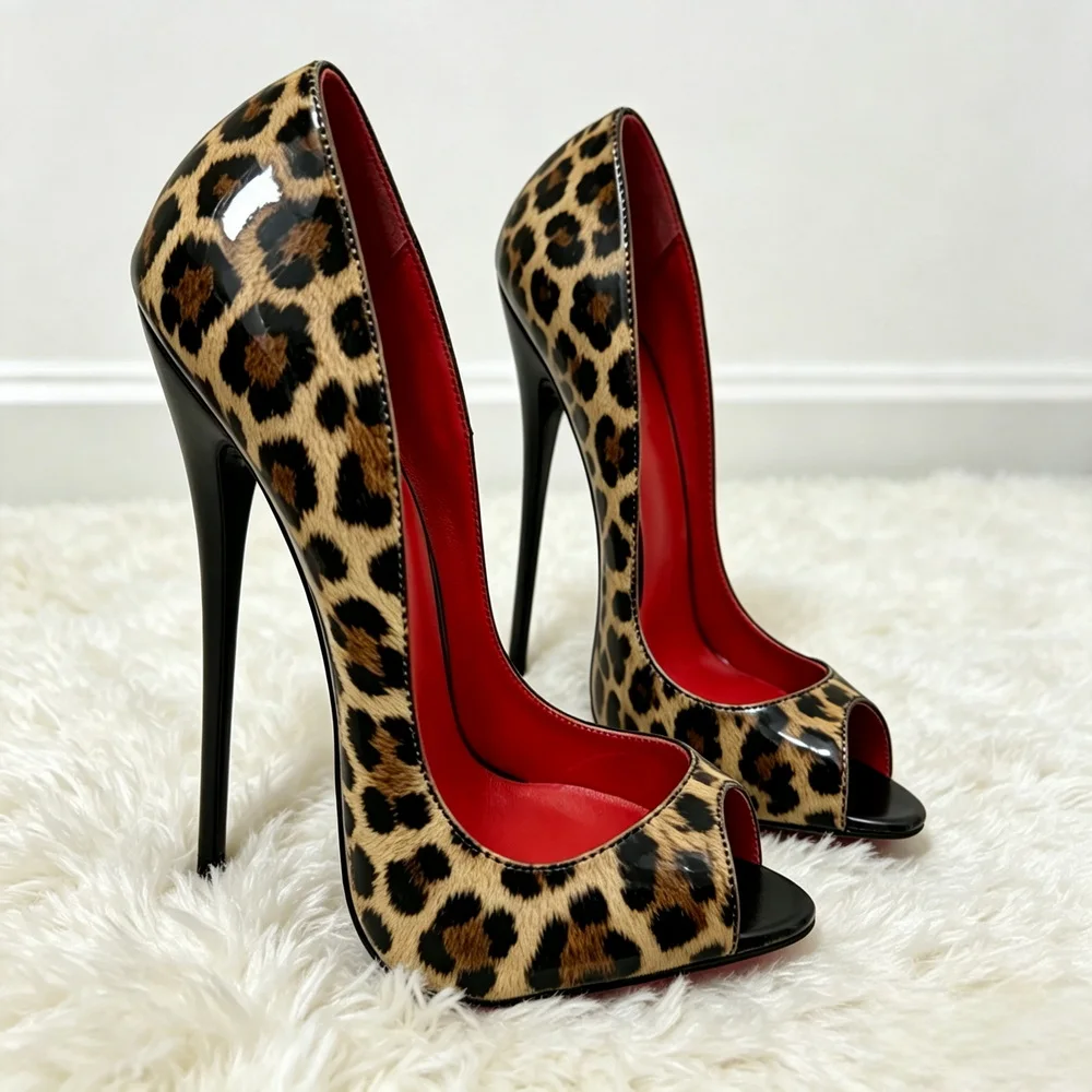 

12/14/16cm Peep Toe High Heels,Women Pumps,Sexy Red Lining Party Cosplay Shoes,Shallow Slip On,Black,Nude,White,Custom Colors