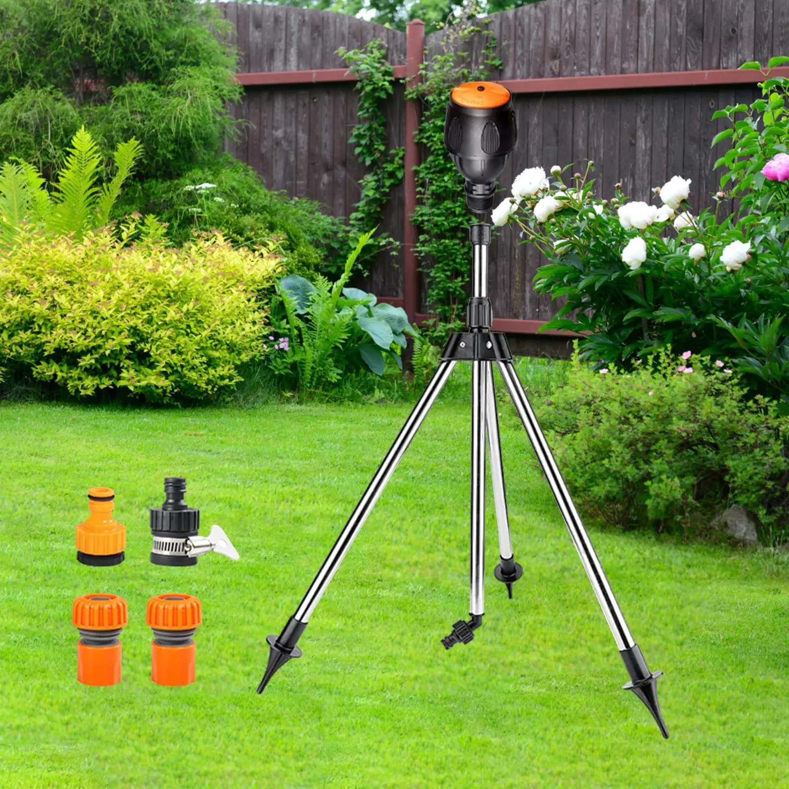 

Rotating Tripod Sprinkler with 3/4inch Dn20 Quick Connector Versatile for Automatic Irrigation Lightweight