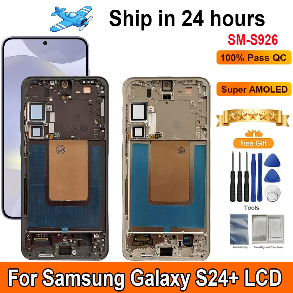 

6.7”AMOLED Screen For Samsung Galaxy S24+ LCD Display With Frame Touch Screen Digital Assembly Replacement S24 Plus SM-S926