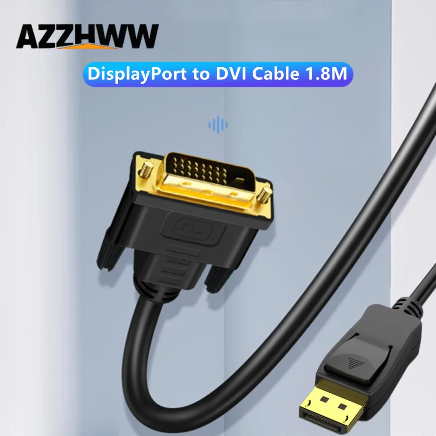 

DisplayPort to DVI Cable 1.8M DP to DVI Adapter (Male to Male) 1080P@60Hz Compatible for Computer Laptop Monitor Projector HDTV
