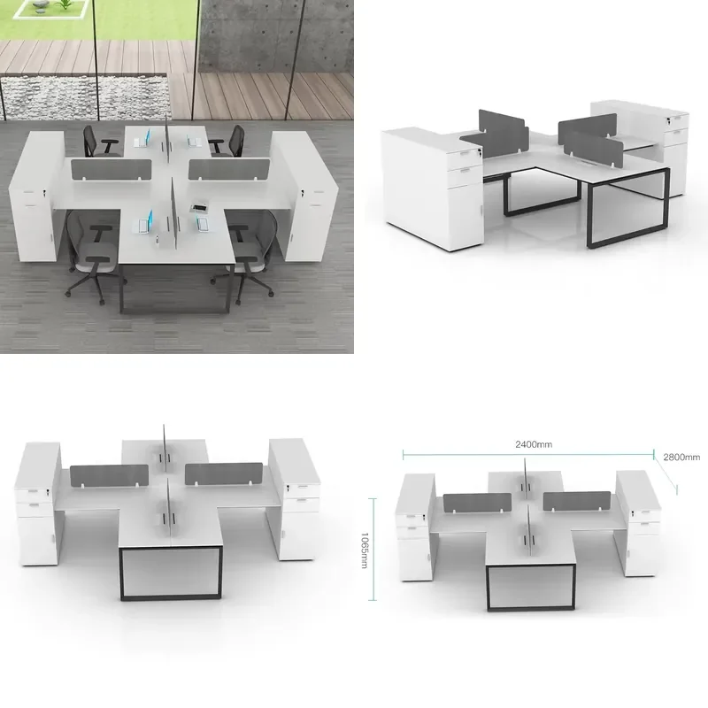 Htmltable Cv Modern White 4 Person Office Desks Staff Table Office Furniture Modular ...