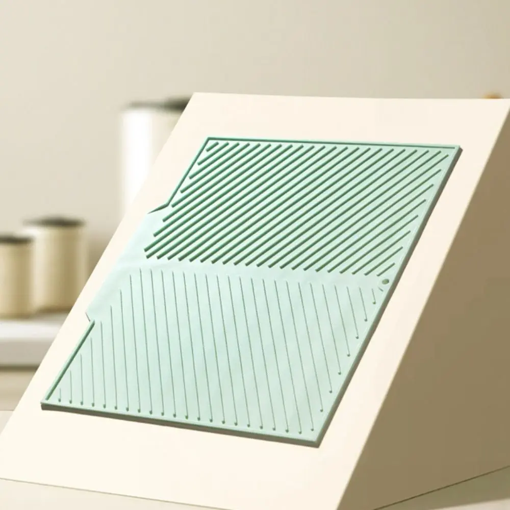 

Противоскользящая силиконовая подушка для слива, термостойкие утолщенные салфетки, прямоугольная саржевая текстура, подушка для хранения чашек, раковина