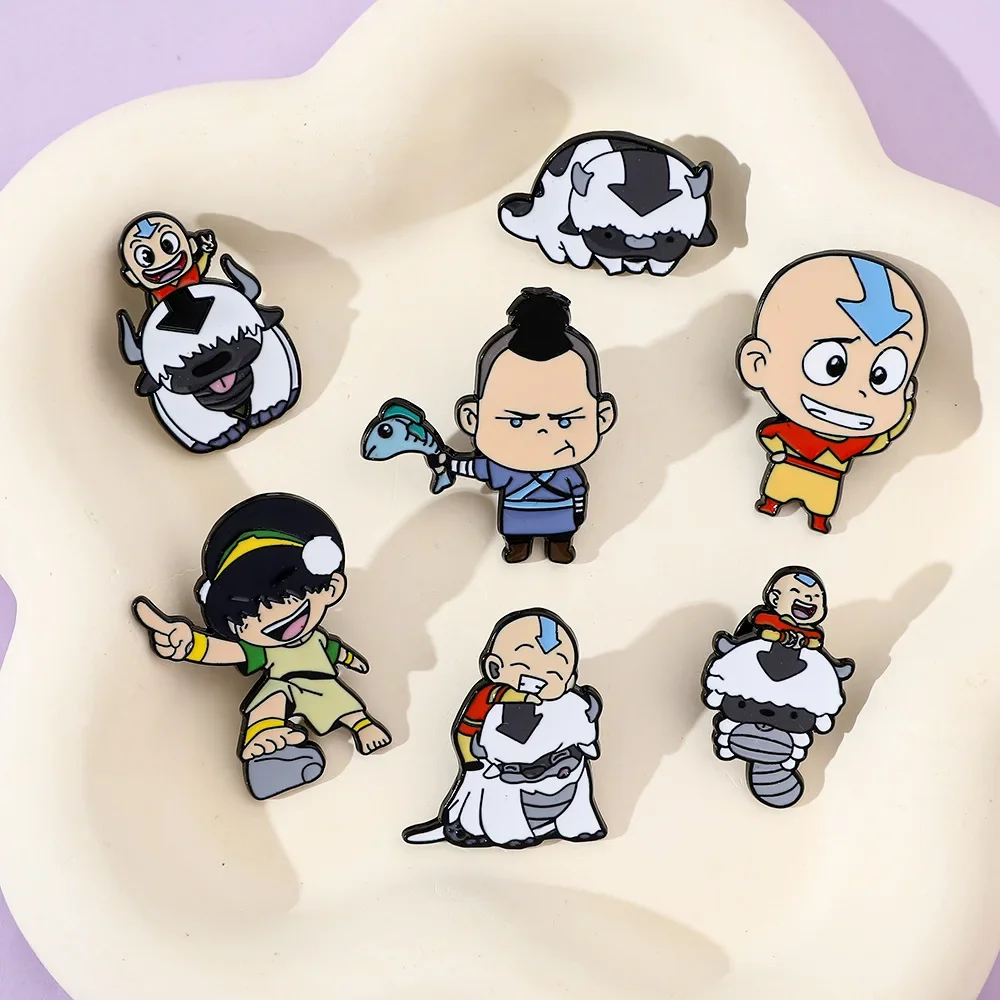 Avatar The Last That Airbender Brooch Badge Funny Cute Cartoon Aang Enamel Pin for Movies Fans Cosplay Party Jewelry Gifts