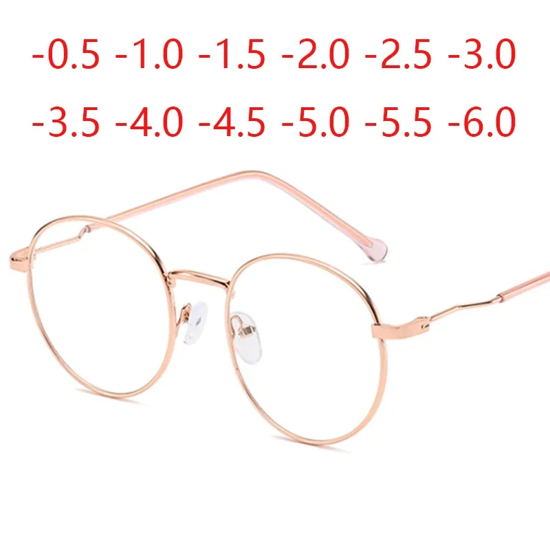 Prescription Eyeglasses Women Men Round Finished Myopia Glasses Unisex Short-sight Eyewear -1.0 -1.5 -2.0 -2.5 -3.0 -4.0 -5.0 -6