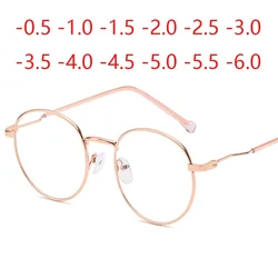 Okulary korekcyjne kobiety mężczyźni okrągłe wykończone okulary dla osób z krótkowzrocznością Unisex krótkowidzeniowe okulary-1.0 -1.5 -2.0 -2.5 -3.0 -4.0 -5.0 -6