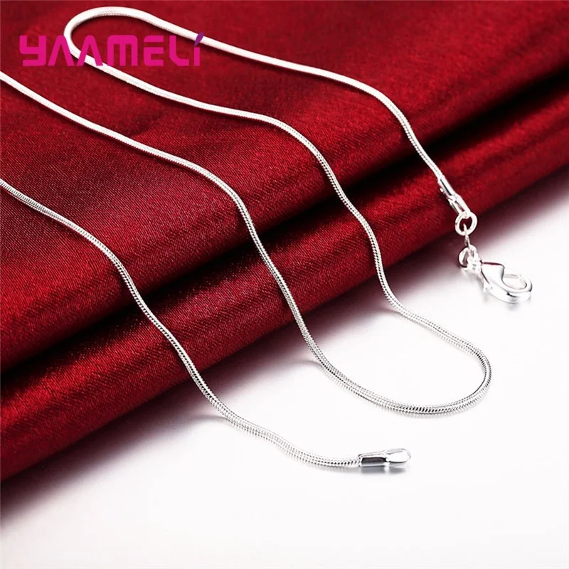 Big Promotion 100% Authentic 925 Sterling Silver Color Chain Necklace with Lobster Clasps Men Women Pendant 1.2/3/4mm 16-30 Inch