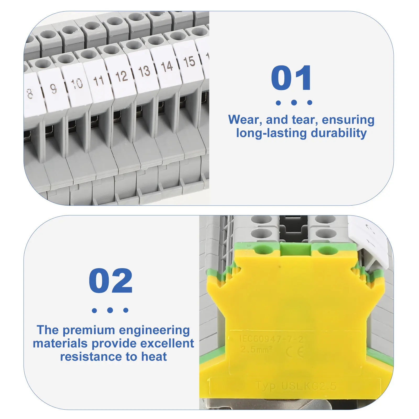 1Set Uk25b Din Rail Terminal Block Kit Grounding Block End Bracket Fixed Bridge Jumper Marker Strip Flame Retardant Pc Material