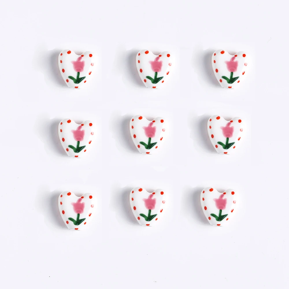 

30pcs/lot DIY Mix Jewelry Accessories Ceramic love hand-painted flowers Bead For Charms Phone Pendant