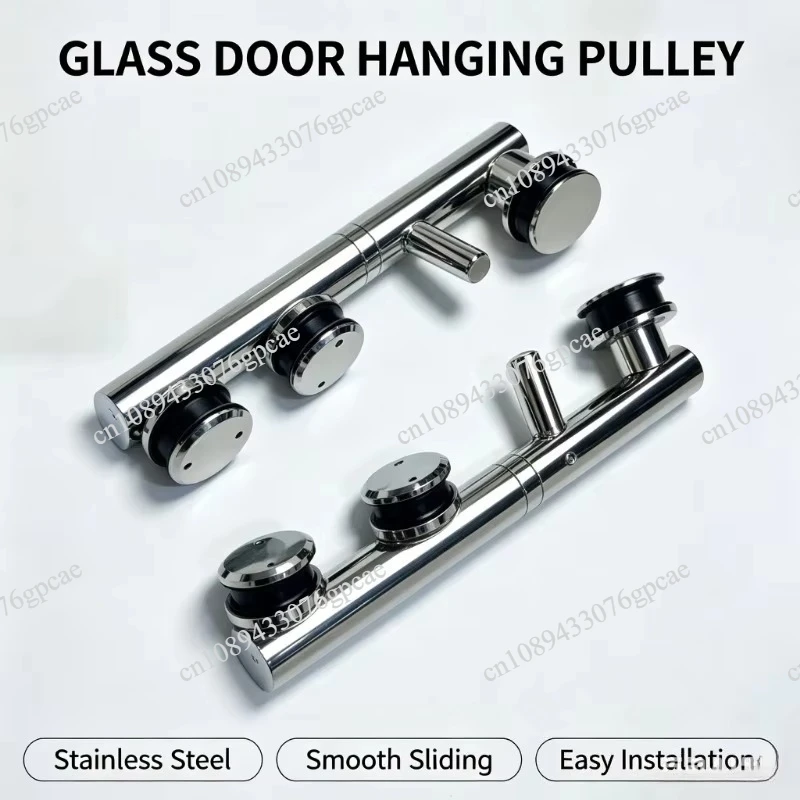 Door Kit Bathroom Shower Accessory 304 Stainless Steel Foldable Pulley Glass Sliding