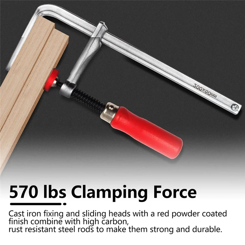 Dispositivo di fissaggio per binario di guida A88E con manico in legno da 160 mm, design completo del braccio con azione a vite